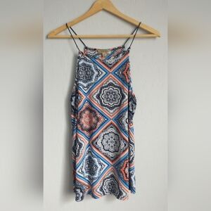Lavish Geometric Print Women's High Nick Y2K Tank Top Blouse L
